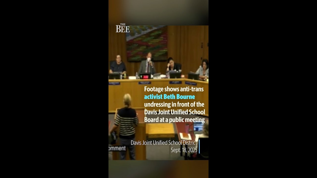 Woman undresses to make point, halts CA public school board meeting