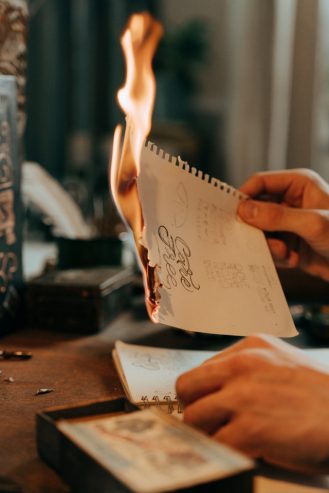 a paper burning 