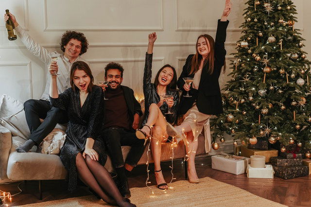 friends celebrating Christmas 