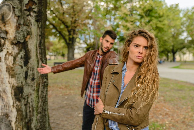 couple arguing in the park