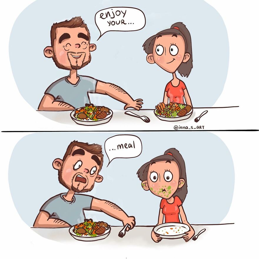 comics of a mom eating real quick 