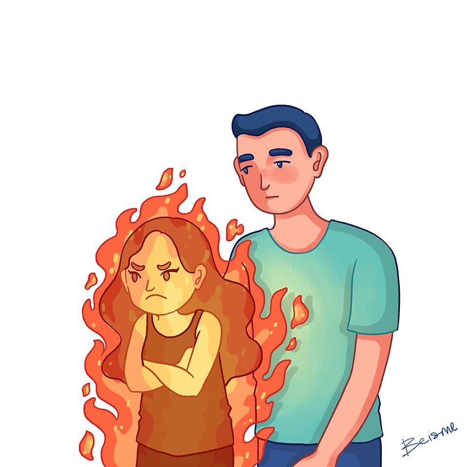 comics of a woman being angry with her man