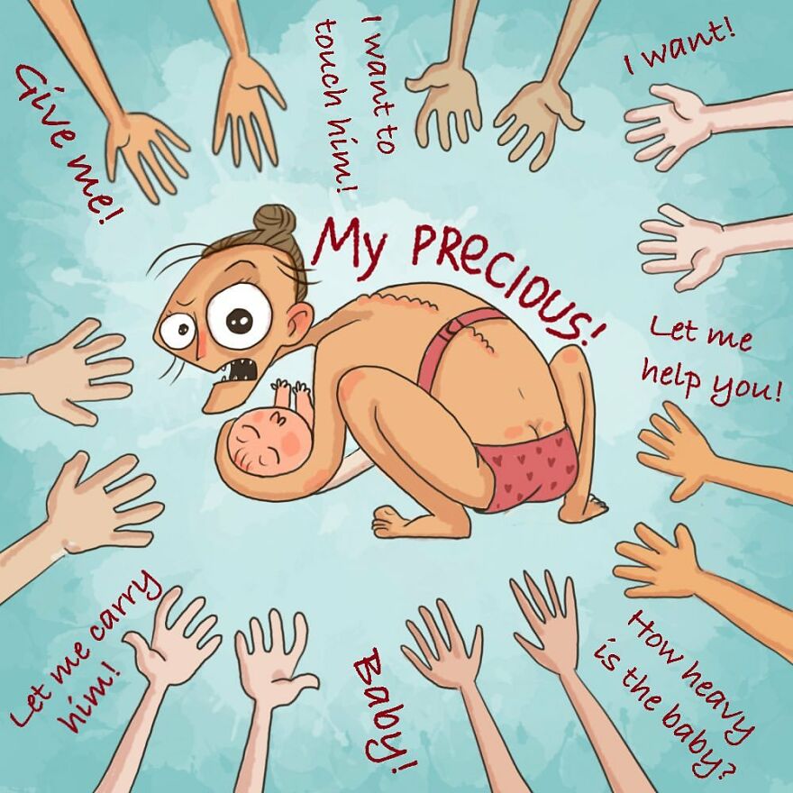 comics of a mom being protective to her child 