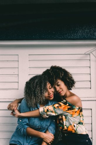 women hugging 