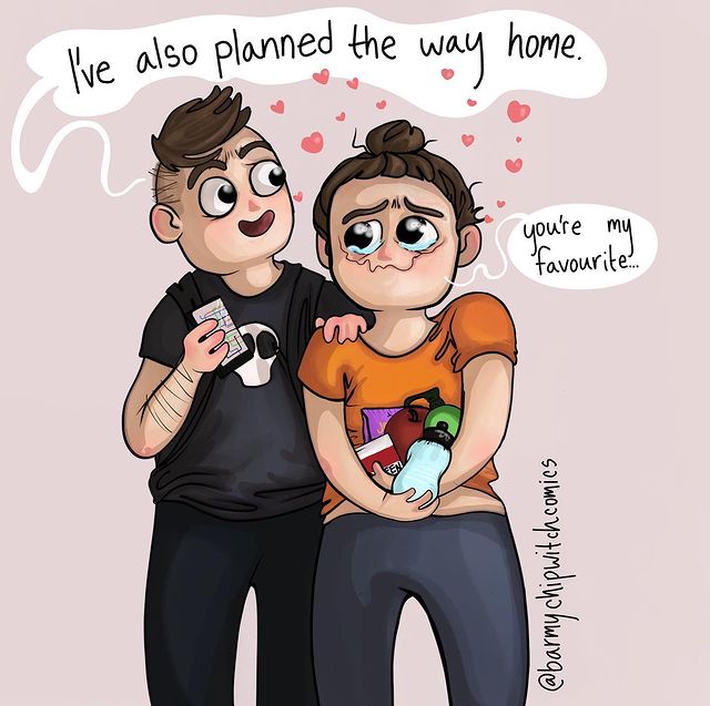 comics of a woman talking to his sick girlfriend 