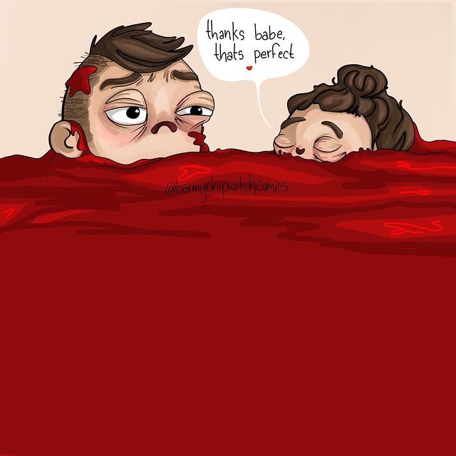 comics of woman getting mad while asking more ketchup 