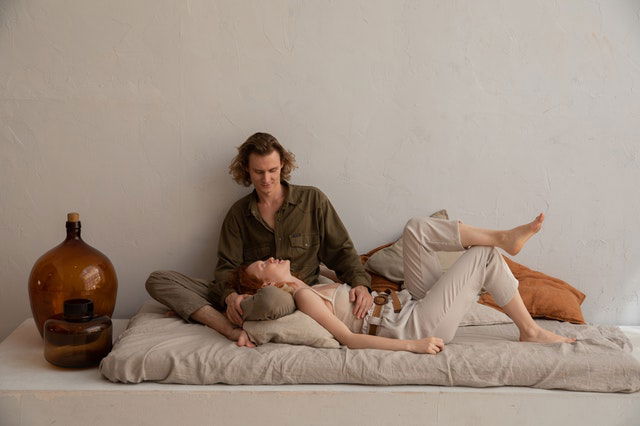 couple resting at home