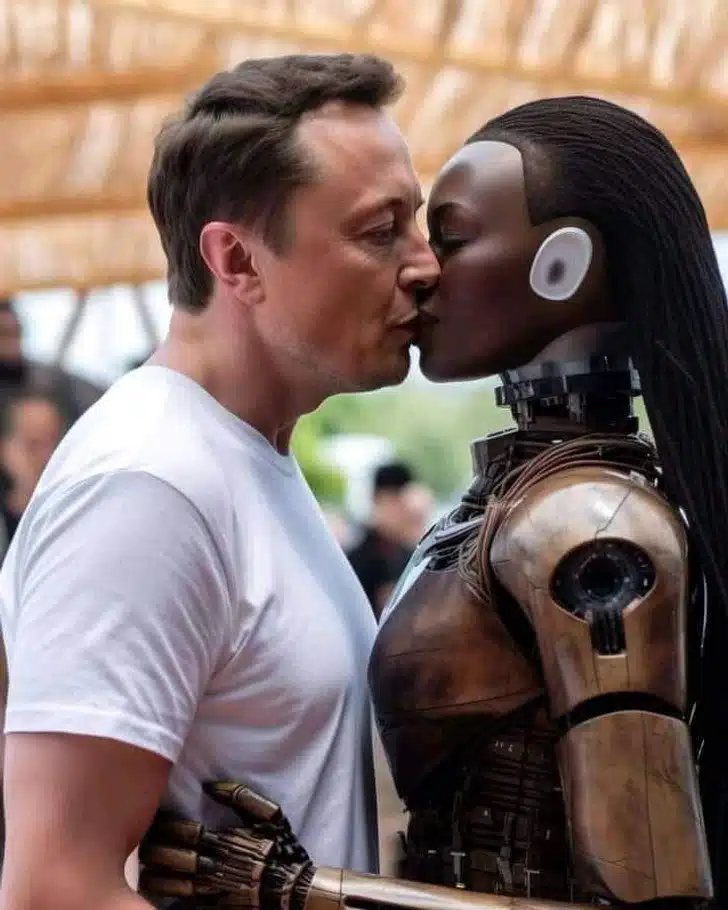 Elon Musk's Robot Kiss
