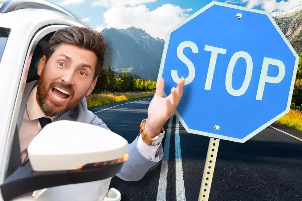 Blue Stop Signs